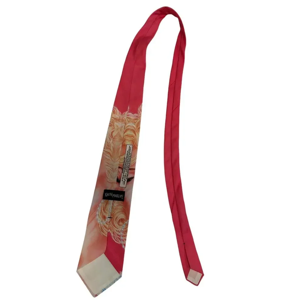 Vintage Ralph Marlin Pink Pin-Up Style Tie Retro Blonde Marylin Monroe‎